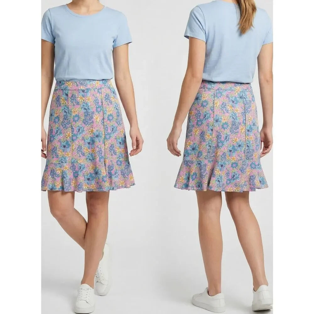 Sag Harbor Womens Size 14 Side Zipper Polyester Floral A Line Skirt